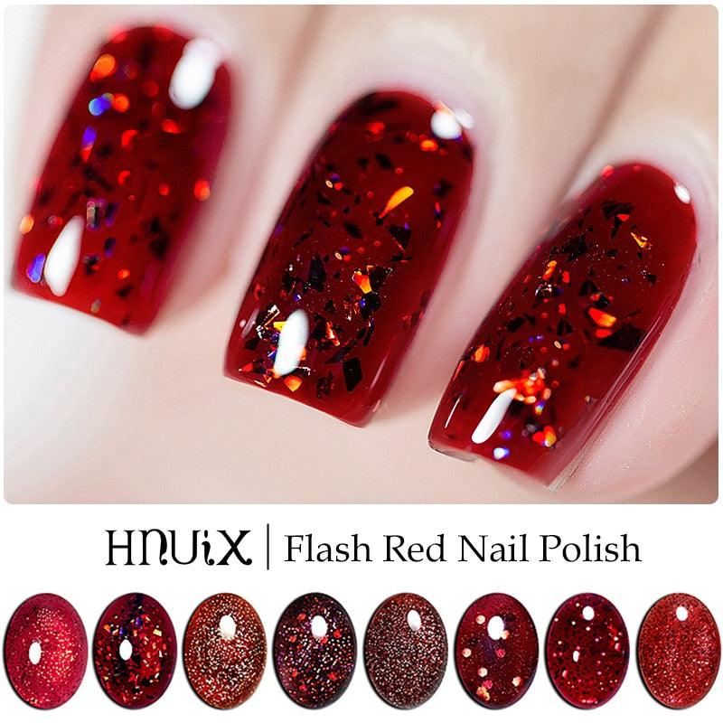 Set de vernis à ongles UV gel 7 ml rouge pour femmes de luxe modernes - 8 couleurs de luxe élégantes - Manucure - Salon de manucure - Design élégant pour filles et femmes