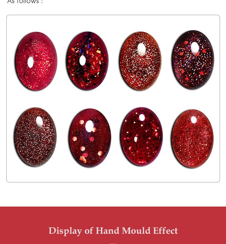 Set de vernis à ongles UV gel 7 ml rouge pour femmes de luxe modernes - 8 couleurs de luxe élégantes - Manucure - Salon de manucure - Design élégant pour filles et femmes