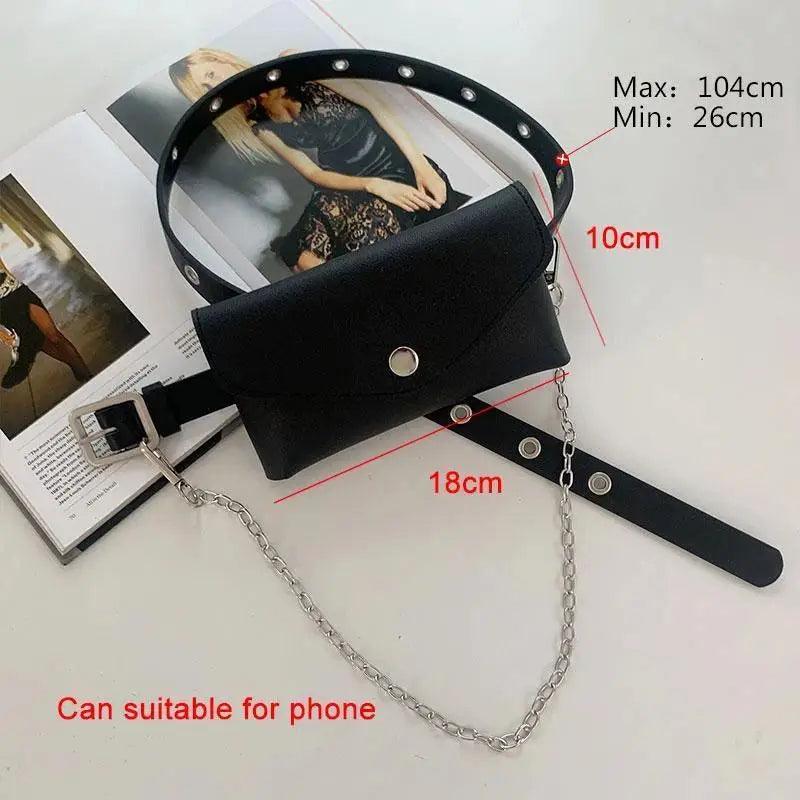 Sac Banane Luxe en Similicuir pour Femmes, Sac Ceinture Simple, Petite Sacoche Banane à Main avec Chaîne, Sac de Voyage Élégant pour Femmes