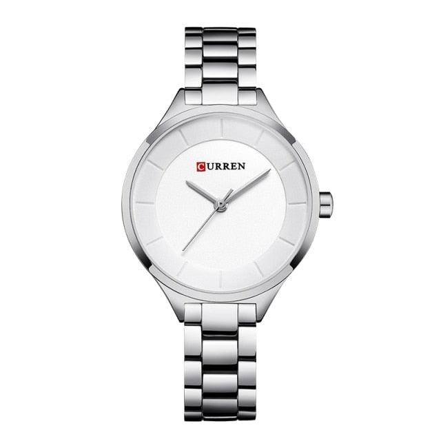 Montre de Luxe pour Femme Or Rose Montres-bracelets en Acier Inoxydable Mode Mince Quartz Montre Femme Étanche Montre-bracelet en Acier Inoxydable Design Rond Élégant pour Femmes