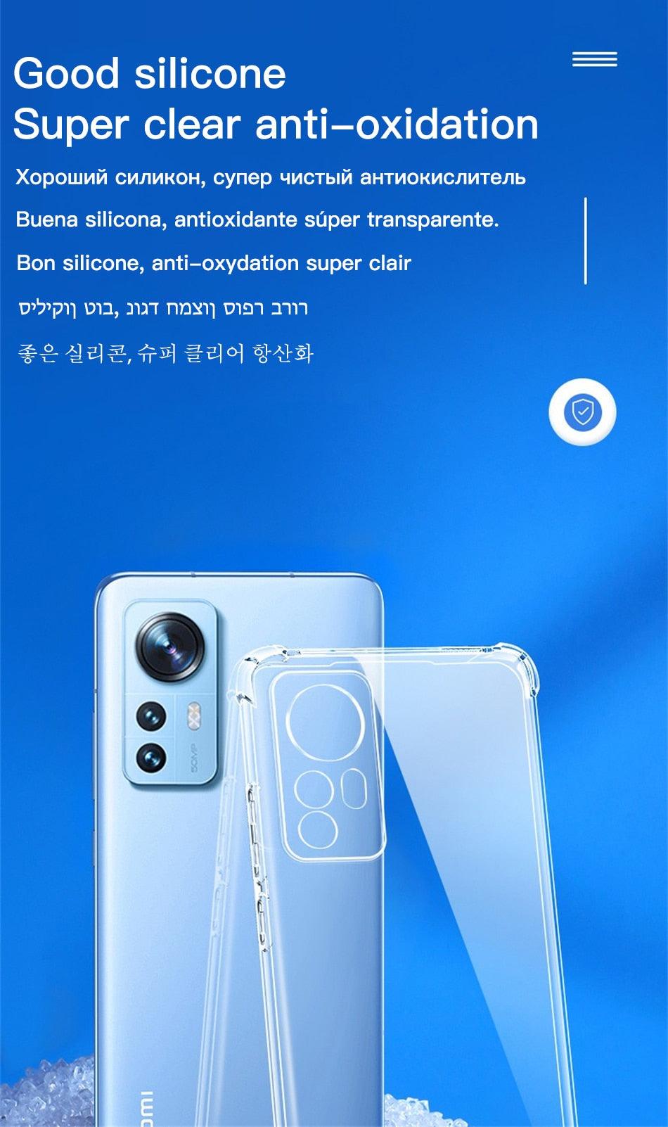 Coque de Luxe en Silicone pour Étui Transparent Xiaomi Mi Redmi Note 11 Pro 7 8 9 10 9s 10s 11s Poco F3 M3 M4 X3 X4 Pro 12 11t 12x Antichoc Mince Souple Transparent Étui de Protection Flexible pour Téléphone Portable