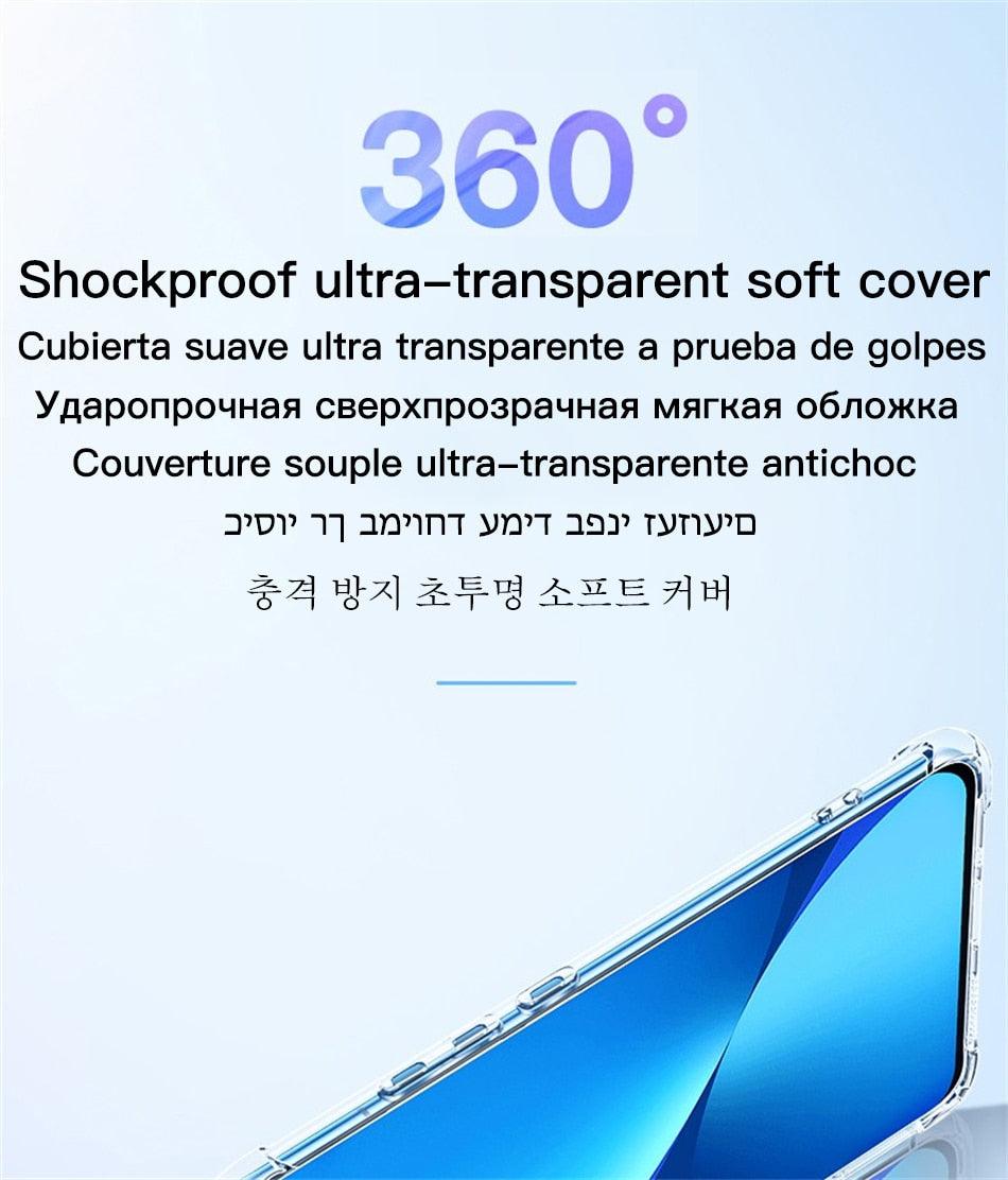 Coque de Luxe en Silicone pour Étui Transparent Xiaomi Mi Redmi Note 11 Pro 7 8 9 10 9s 10s 11s Poco F3 M3 M4 X3 X4 Pro 12 11t 12x Antichoc Mince Souple Transparent Étui de Protection Flexible pour Téléphone Portable