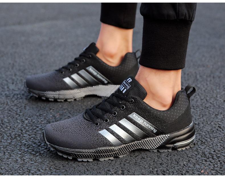 Baskets de sport de luxe pour hommes en maille respirante, chaussures décontractées pour hommes, confortables, antidérapantes, absorbant les chocs, légères, pour la marche en extérieur et la course à pied.