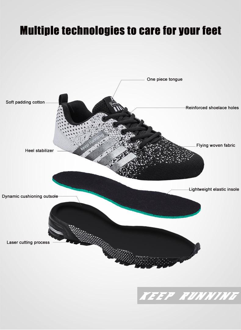 Baskets de sport de luxe pour hommes en maille respirante, chaussures décontractées pour hommes, confortables, antidérapantes, absorbant les chocs, légères, pour la marche en extérieur et la course à pied.