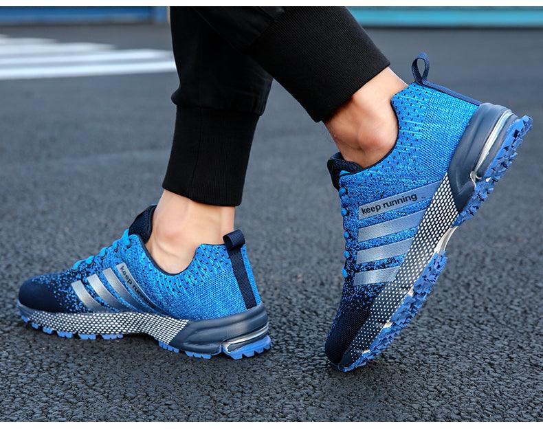 Baskets de sport de luxe pour hommes en maille respirante, chaussures décontractées pour hommes, confortables, antidérapantes, absorbant les chocs, légères, pour la marche en extérieur et la course à pied.