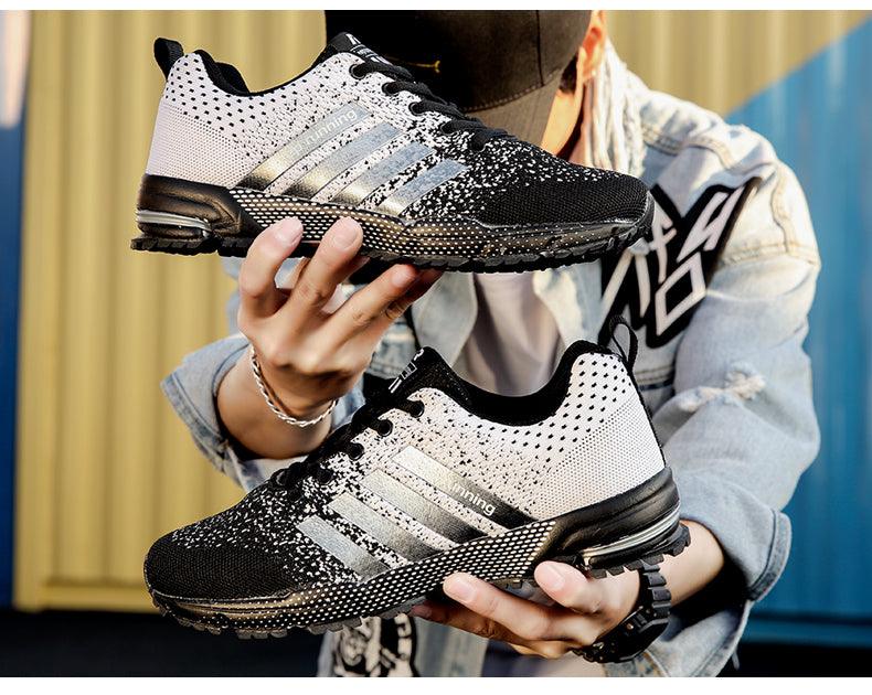 Baskets de sport de luxe pour hommes en maille respirante, chaussures décontractées pour hommes, confortables, antidérapantes, absorbant les chocs, légères, pour la marche en extérieur et la course à pied.