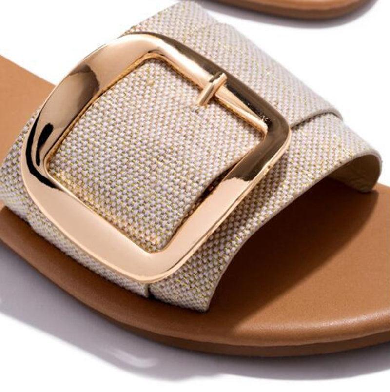 Chaussons de luxe pour femme avec motif léopard, chaussures d'été plates, boucle de mode pour femme, chaussures plates à bout ouvert, sandales à enfiler décontractées et confortables avec bride réglable, pour l'intérieur et l'extérieur, plage