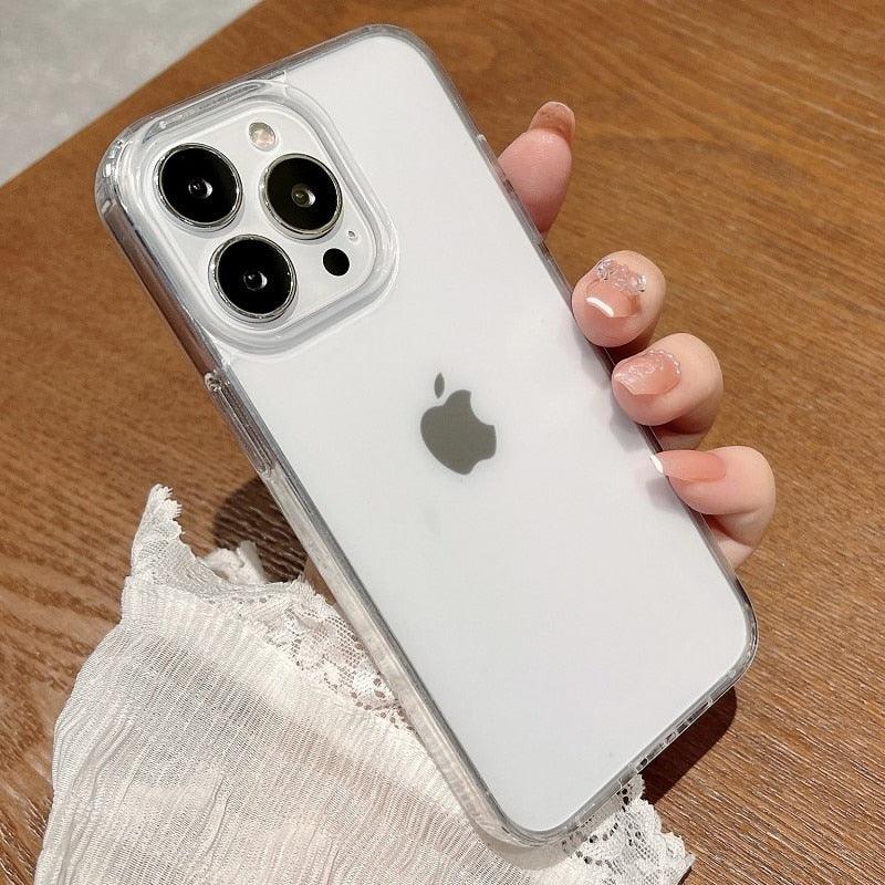 Coque de protection transparente rigide de luxe pour iPhone 14 13 12 11 Pro Max Mini X XR XS, antichoc avec pare-chocs souple
