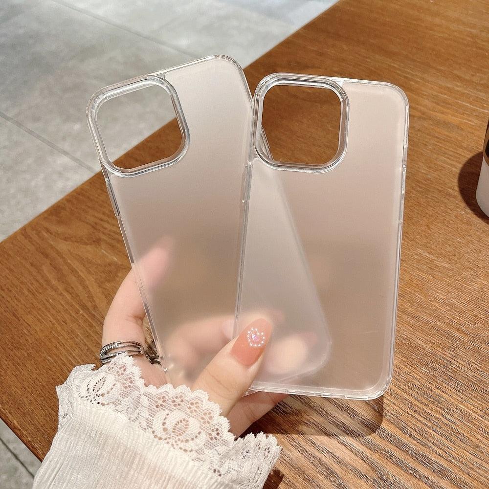 Coque de protection transparente rigide de luxe pour iPhone 14 13 12 11 Pro Max Mini X XR XS, antichoc avec pare-chocs souple