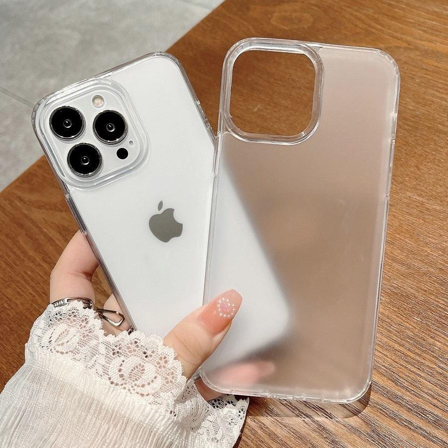 Coque de protection transparente rigide de luxe pour iPhone 14 13 12 11 Pro Max Mini X XR XS, antichoc avec pare-chocs souple