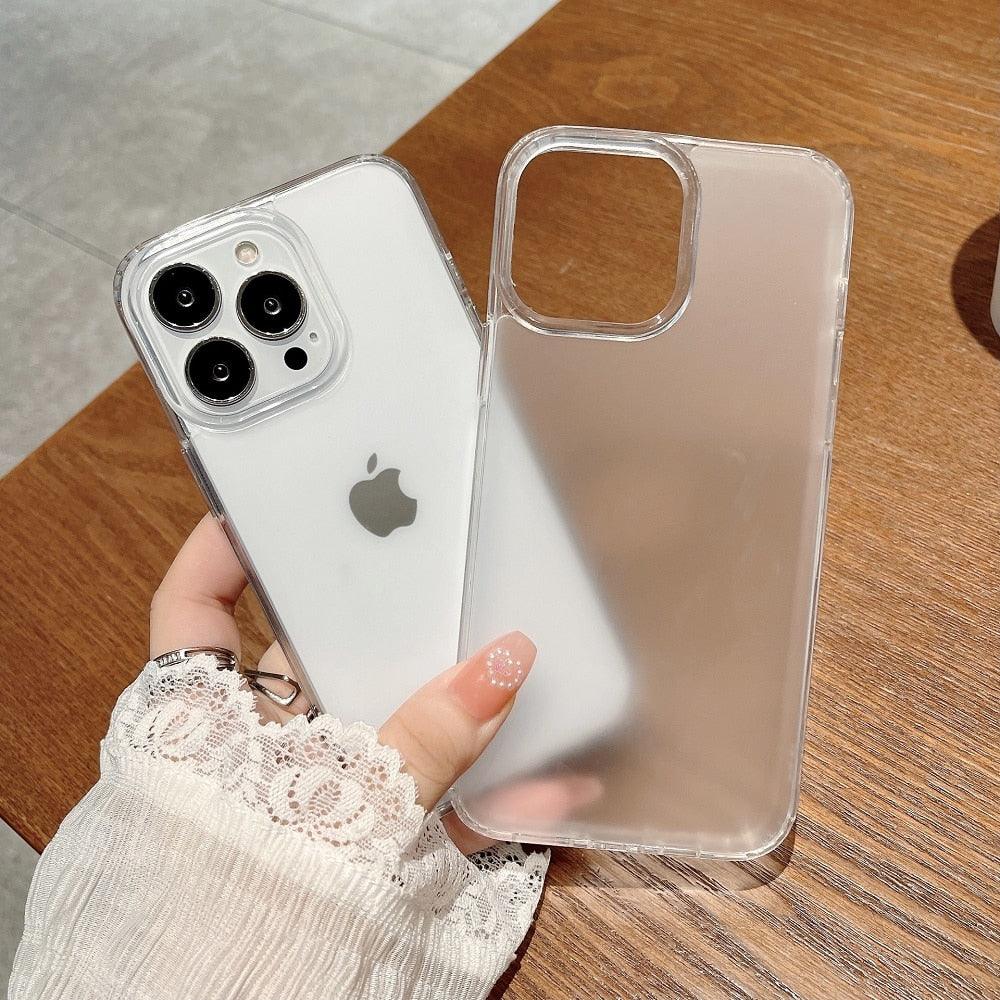 Coque de protection transparente rigide de luxe pour iPhone 14 13 12 11 Pro Max Mini X XR XS, antichoc avec pare-chocs souple