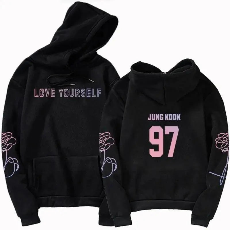 Sweat à capuche de luxe unisexe Pull à capuche "Love Yourself" Pull à capuche Garçons Pull à capuche Imprimé cool Décontracté Cordon de serrage Chaud Hiver Design élégant Sweat à capuche Pour hommes femmes