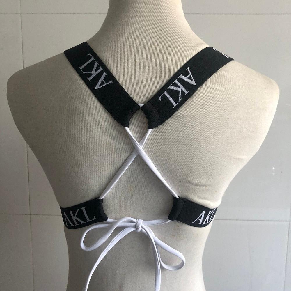 Ensemble de Bikini de Luxe pour Femmes, Maillot de Bain Imprimé Lettres, Push Up, Bandage, Maillot de Bain Noir pour Femmes, Maillot de Bain de Natation