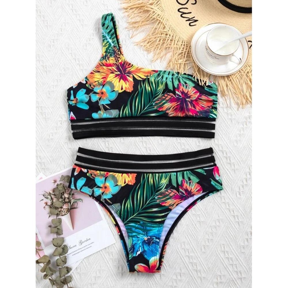 Maillot de bain de luxe pour femme, bikini noir, taille haute, 2 pièces, ensemble de maillot de bain, maillot de bain de plage pour femme, ensemble bikini bandage taille haute deux pièces, push-up