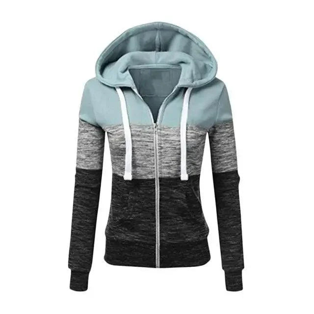 Sweat-shirt à capuche patchwork de luxe pour femmes, printemps automne, veste à capuche slim, mode, manches longues, cordon de serrage, poches, sweat à capuche pour femmes, bloc de couleurs, décontracté, pull à capuche