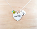 Mimi Necklace – Stainless Steel Charm on Sterling Silver Chain with Birthstone & Initial
