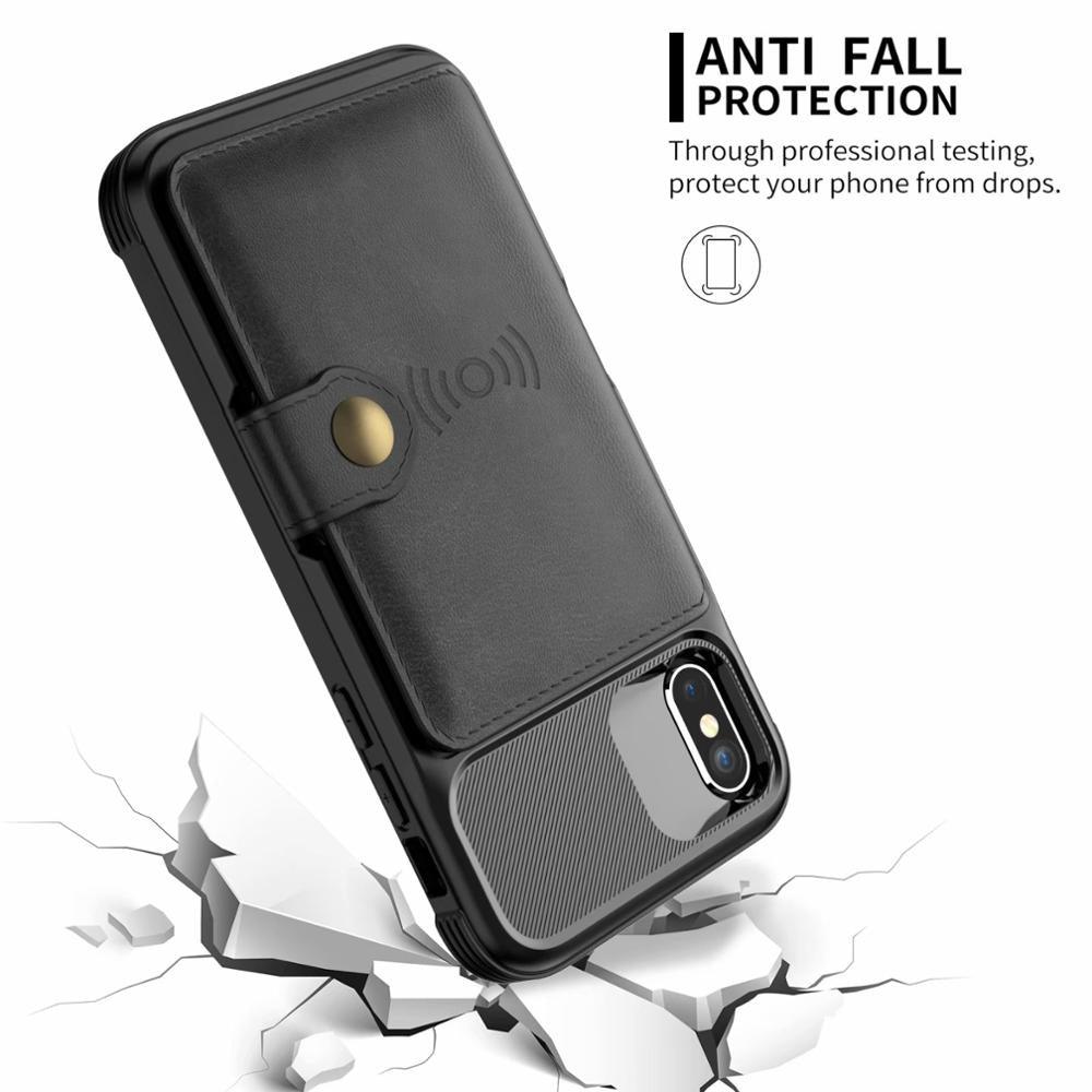 Étui portefeuille magnétique en cuir noir pour iPhone 14 13 11 12, étui blindé antichoc avec porte-cartes, étui à rabat avec boucle, pochette en cuir pour argent et cartes, support de protection durable, étui de téléphone haute capacité