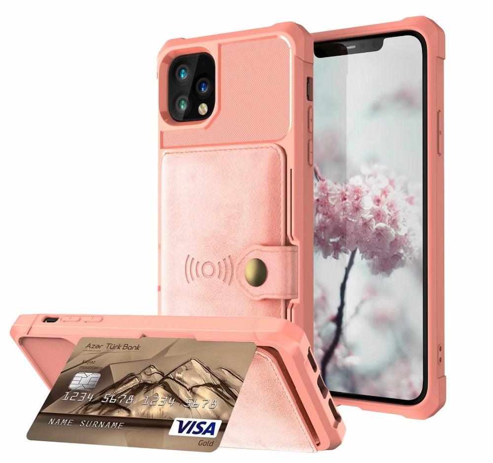 Étui portefeuille magnétique en cuir noir pour iPhone 14 13 11 12, étui blindé antichoc avec porte-cartes, étui à rabat avec boucle, pochette en cuir pour argent et cartes, support de protection durable, étui de téléphone haute capacité
