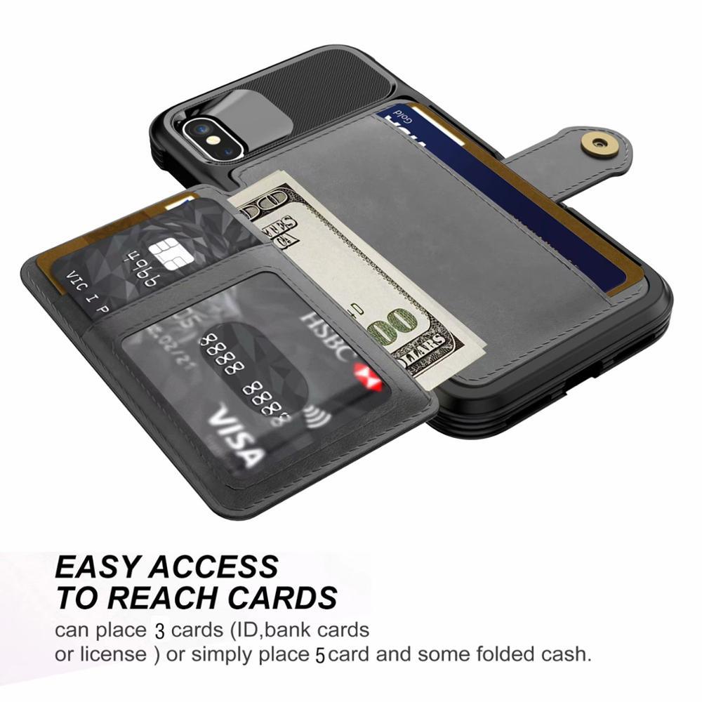 Étui portefeuille magnétique en cuir noir pour iPhone 14 13 11 12, étui blindé antichoc avec porte-cartes, étui à rabat avec boucle, pochette en cuir pour argent et cartes, support de protection durable, étui de téléphone haute capacité
