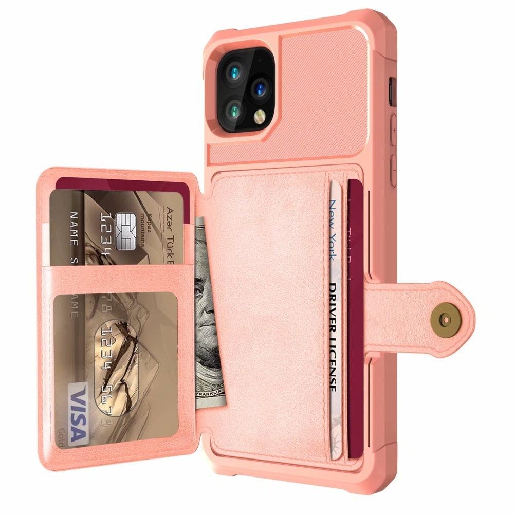 Étui portefeuille magnétique en cuir noir pour iPhone 14 13 11 12, étui blindé antichoc avec porte-cartes, étui à rabat avec boucle, pochette en cuir pour argent et cartes, support de protection durable, étui de téléphone haute capacité