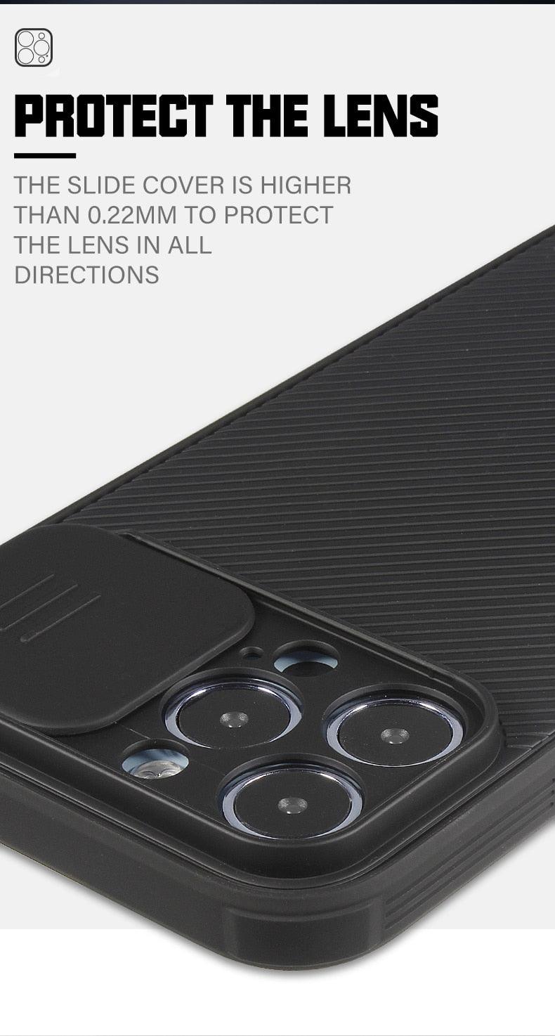 Coque magnétique pour iPhone 13 12/13 12 Pro/13 12 Pro Max, protection d'appareil photo, coque en silicone soyeux avec protection d'objectif coulissante, coque de téléphone antichoc