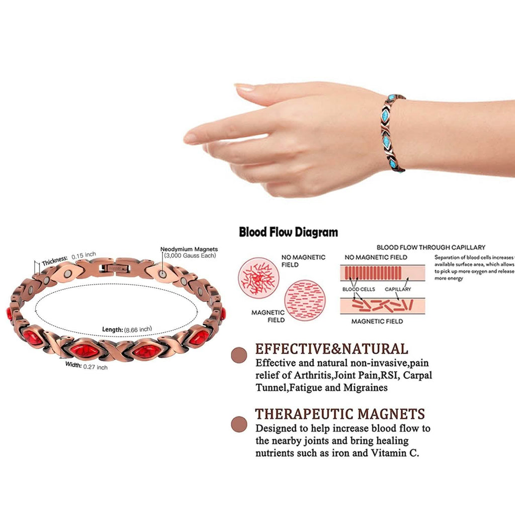 Bracelet en cuivre unisexe de soulagement de la douleur par magnétothérapie