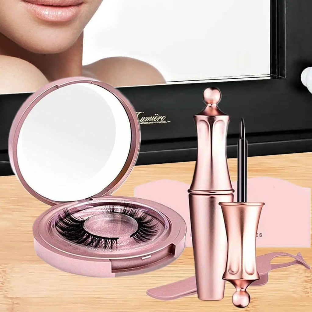 Kit Eyeliner Magnétique avec Faux Cils Magnétiques 3D & Pince à Épiler