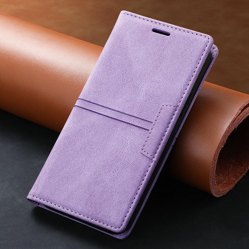 Étui portefeuille en cuir à rabat magnétique avec fentes pour cartes pour iPhone 14 13 12 11 Pro Max, élégant, rétro, avec rabat magnétique invisible, en cuir PU souple de qualité supérieure pour iPhone