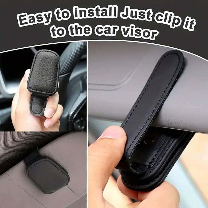 Support de Lunettes de Soleil Magnétique en Cuir PU pour Pare-Soleil de Voiture
