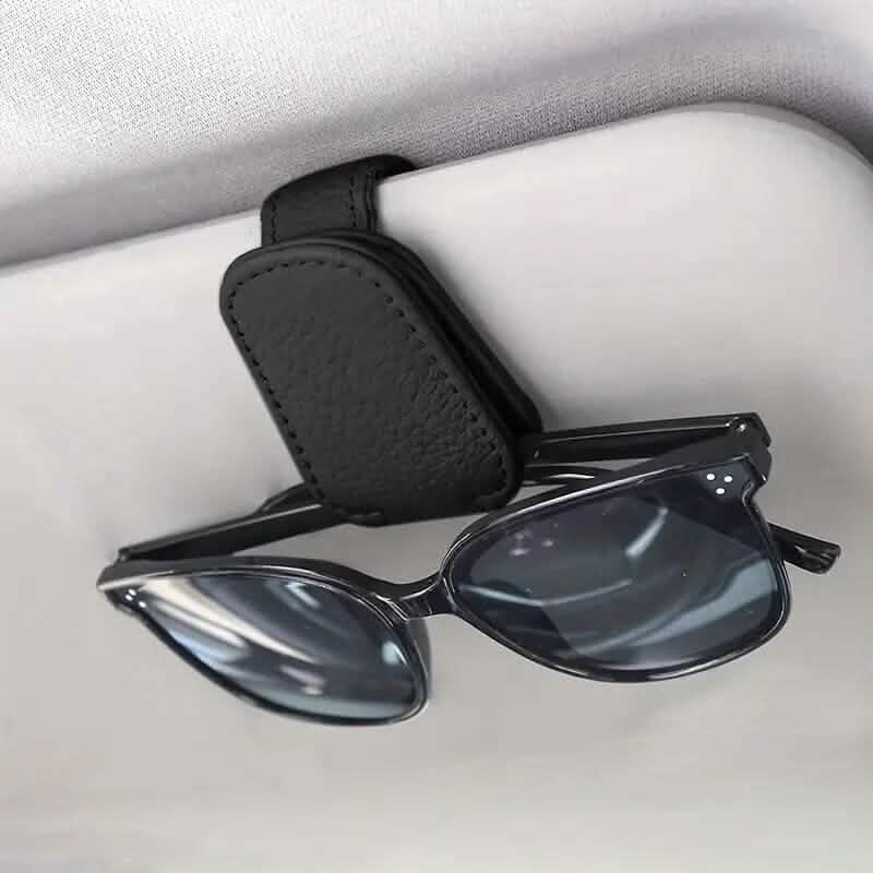 Support de Lunettes de Soleil Magnétique en Cuir PU pour Pare-Soleil de Voiture