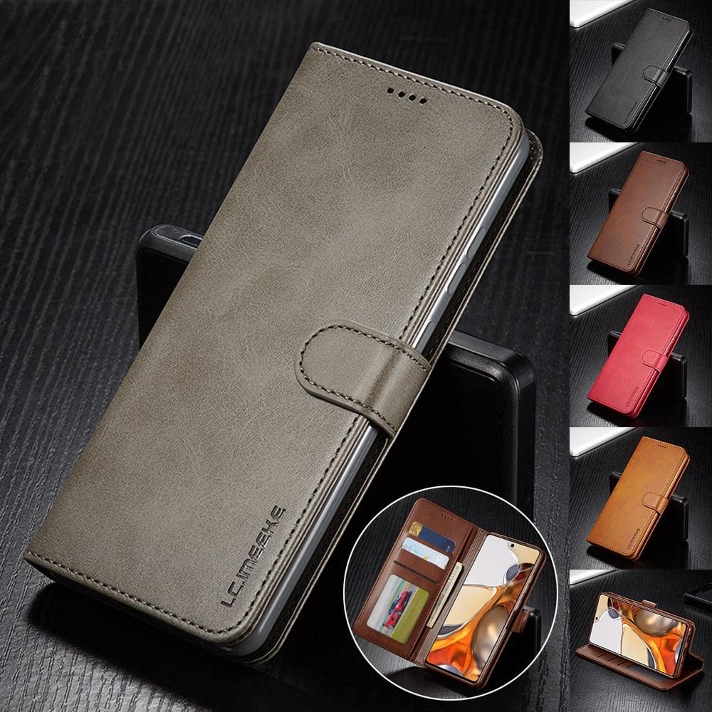 Étui de téléphone portefeuille en cuir PU magnétique, étui à rabat tendance avec fente pour cartes, étui en cuir pour Xiaomi 12T 11T Poco X4 GT X3 M3 M4 Pro NFC F4 F3 Flip Cover Mi 11 Lite 10T Redmi 9C Note 11S 10S 9S 9T 9A 8T 7