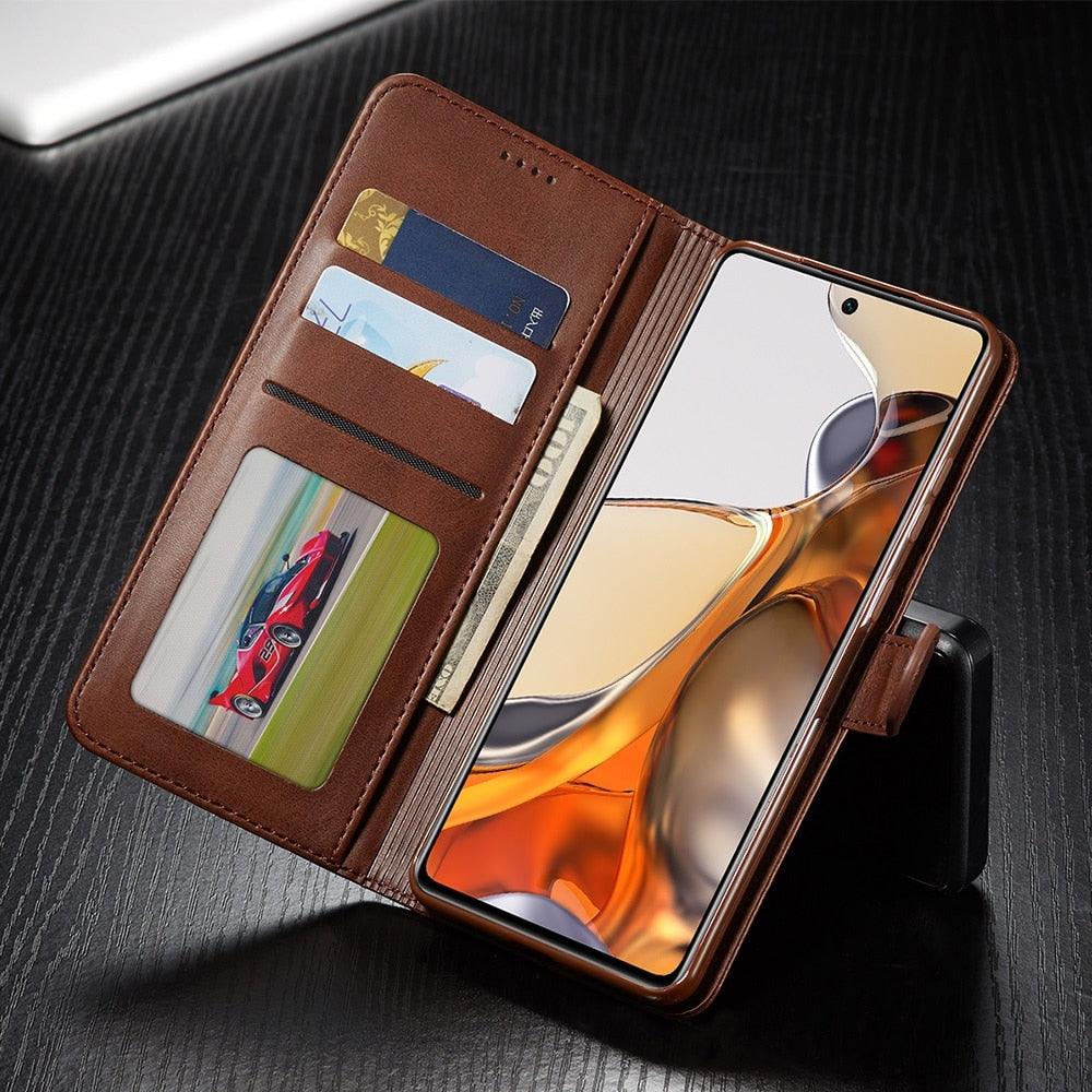 Étui de téléphone portefeuille en cuir PU magnétique, étui à rabat tendance avec fente pour cartes, étui en cuir pour Xiaomi 12T 11T Poco X4 GT X3 M3 M4 Pro NFC F4 F3 Flip Cover Mi 11 Lite 10T Redmi 9C Note 11S 10S 9S 9T 9A 8T 7