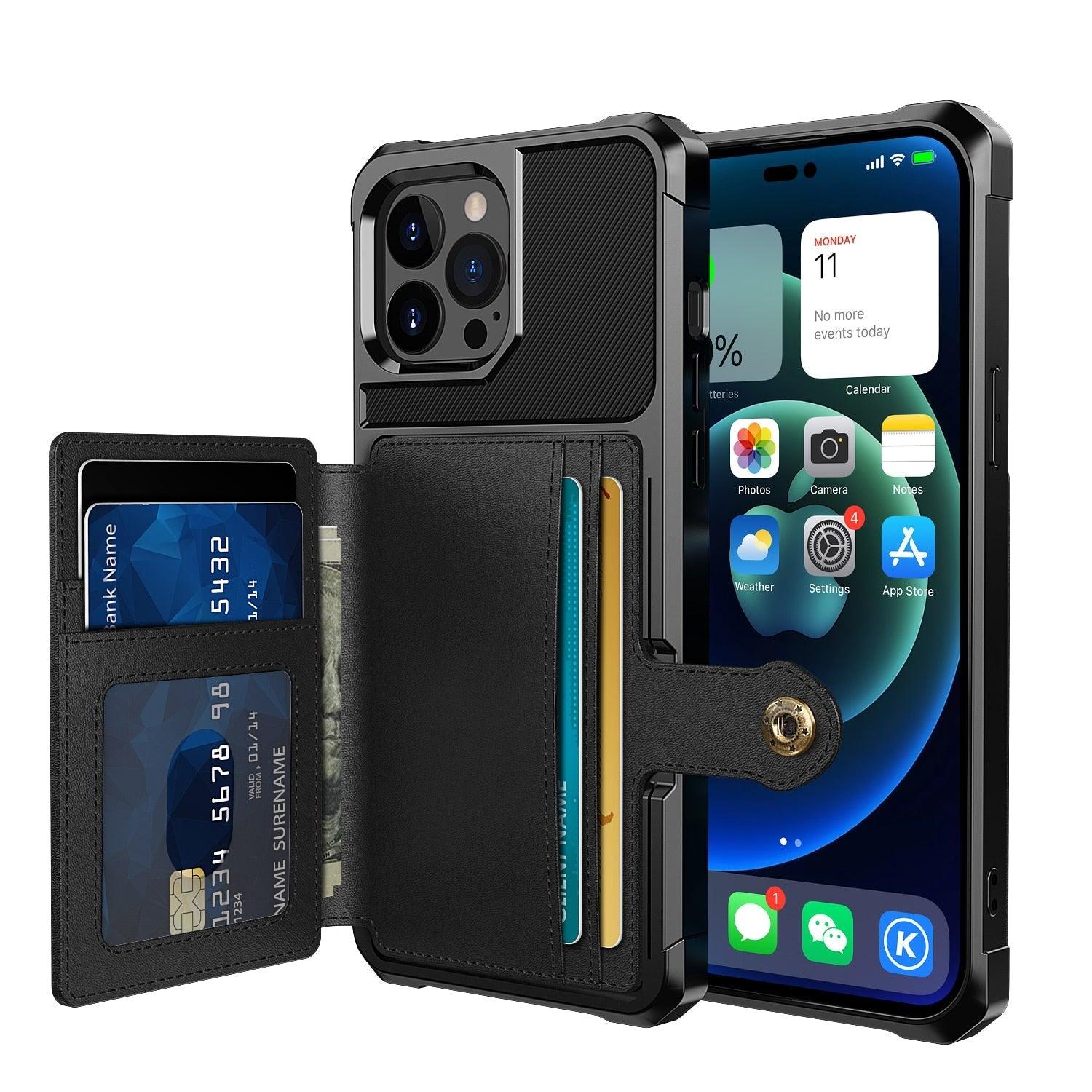 Étui portefeuille magnétique en cuir pour iPhone 14 13 12 11 Pro Max XS Support de téléphone antichute X Étui souple fonctionnel avec porte-cartes Compatible avec iPhone