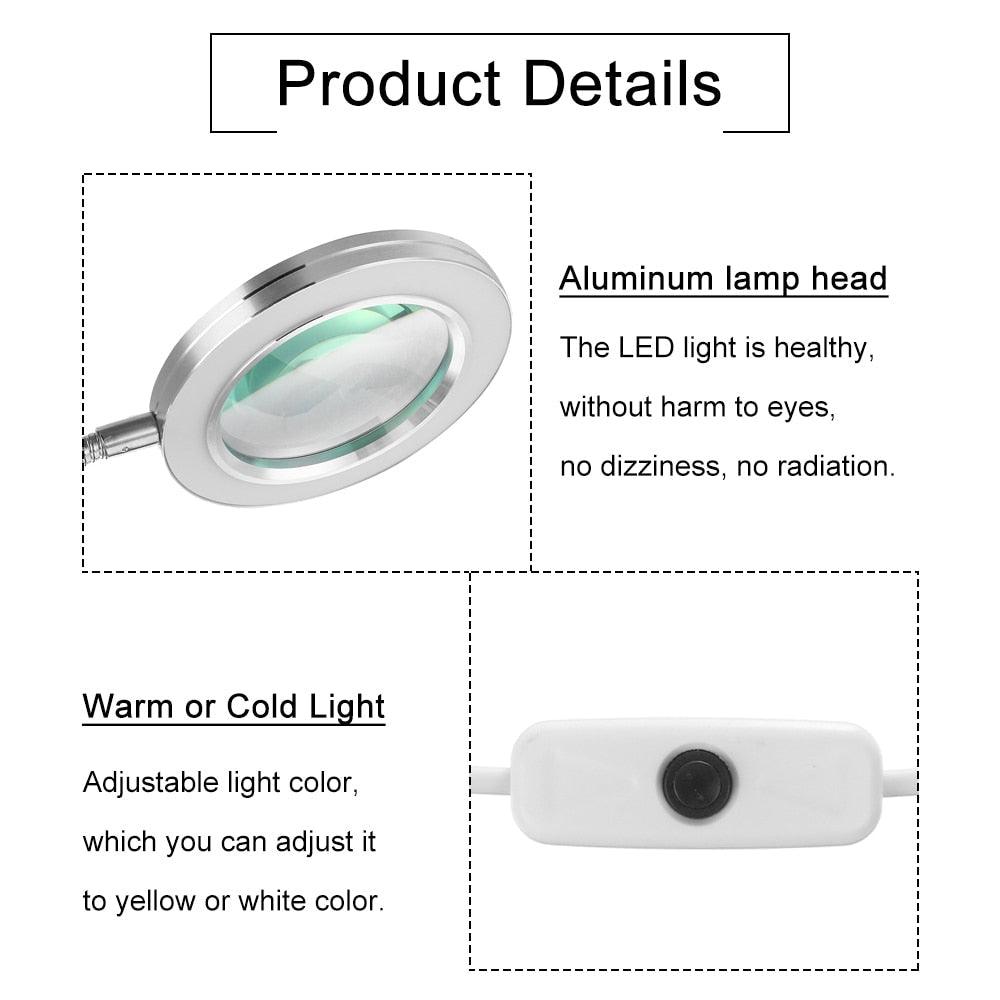 Loupe Lampe de beauté pour ongles Tatouage Clip Lumière USB Lampe de table Flexible LED Lampe de bureau Lampes de livre pour étudiants Lampe d'étude Lampe de lecture Lampe de table décorative Lampes d'étude mignonnes pour décoration de chambre