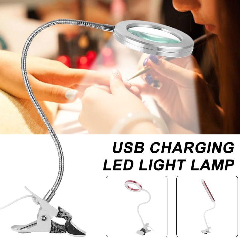 Loupe Lampe de beauté pour ongles Tatouage Clip Lumière USB Lampe de table Flexible LED Lampe de bureau Lampes de livre pour étudiants Lampe d'étude Lampe de lecture Lampe de table décorative Lampes d'étude mignonnes pour décoration de chambre