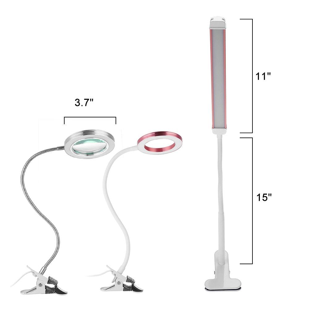 Loupe Lampe de beauté pour ongles Tatouage Clip Lumière USB Lampe de table Flexible LED Lampe de bureau Lampes de livre pour étudiants Lampe d'étude Lampe de lecture Lampe de table décorative Lampes d'étude mignonnes pour décoration de chambre