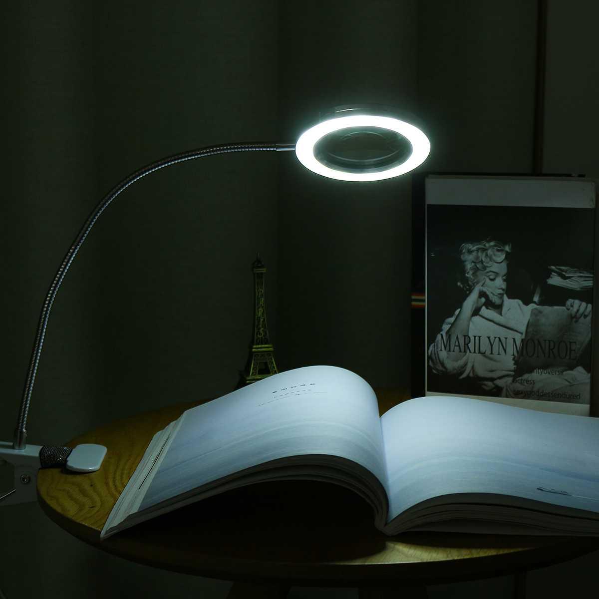 Loupe Lampe de beauté pour ongles Tatouage Clip Lumière USB Lampe de table Flexible LED Lampe de bureau Lampes de livre pour étudiants Lampe d'étude Lampe de lecture Lampe de table décorative Lampes d'étude mignonnes pour décoration de chambre