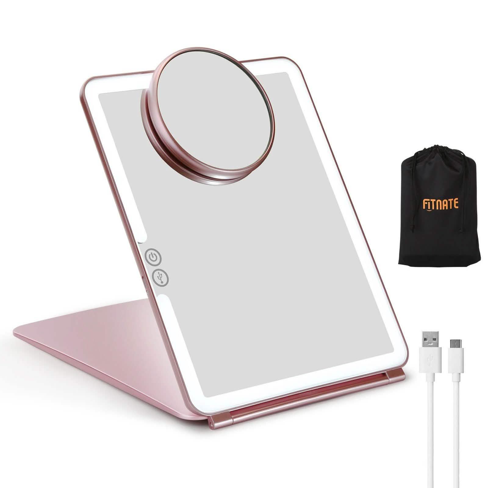 Miroirs de maquillage LED grossissants rechargeables USB