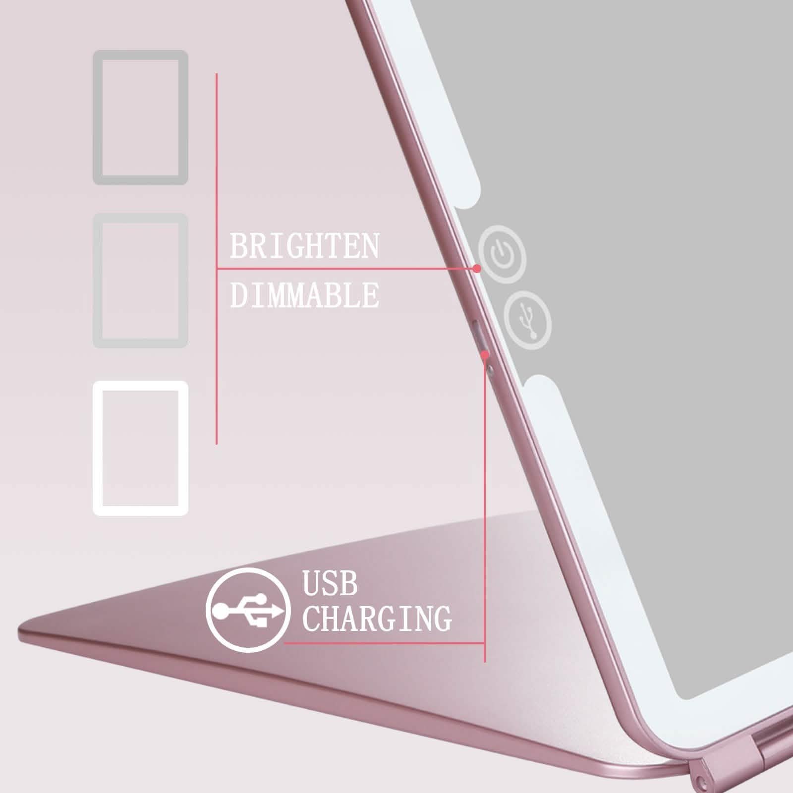 Miroirs de maquillage LED grossissants rechargeables USB