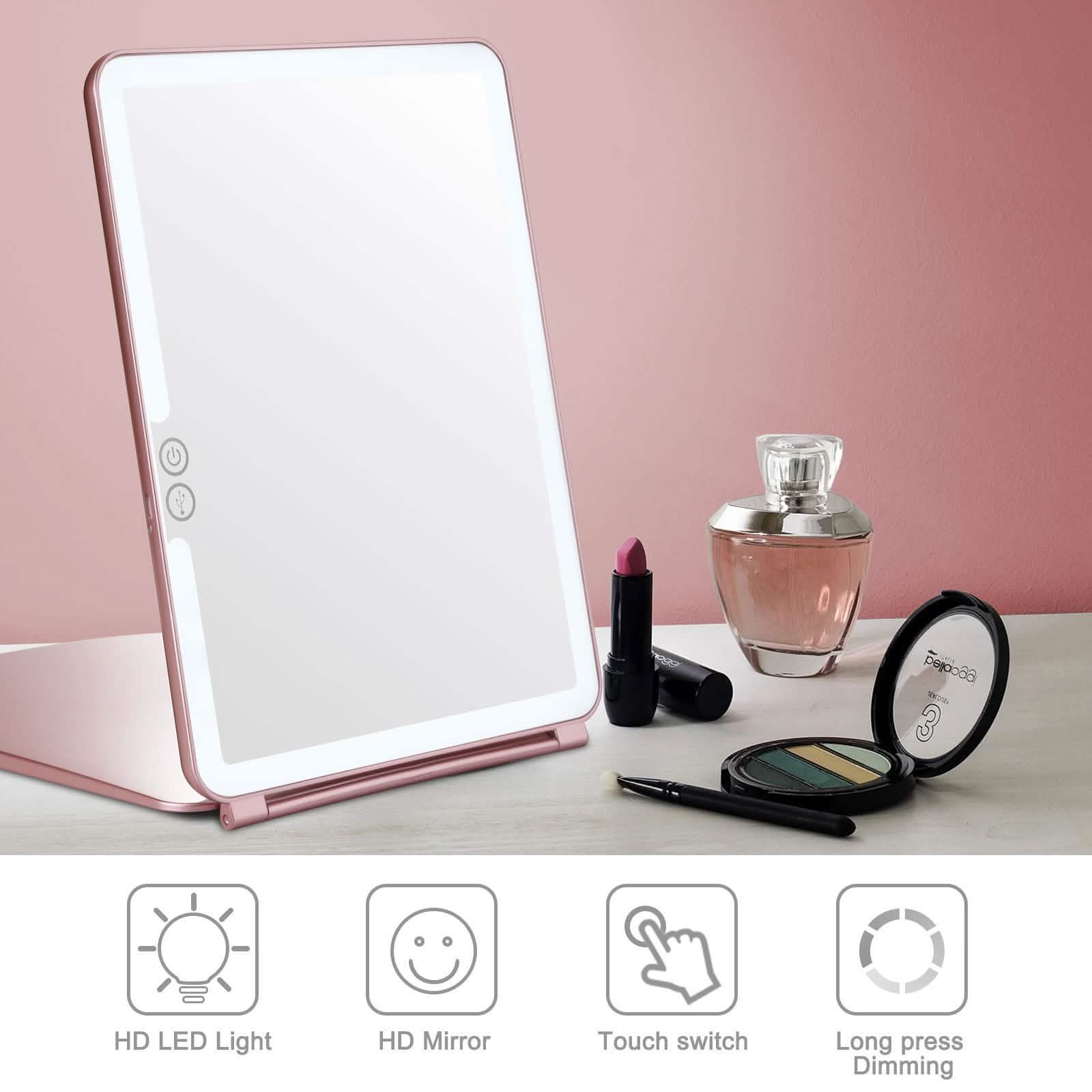 Miroirs de maquillage LED grossissants rechargeables USB