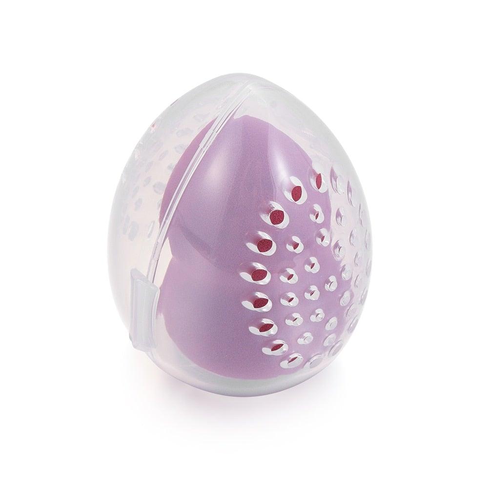 Étui éponge à maquillage en forme de capsule, boîte de rangement, support de séchage de maquillage, présentoir à éponge facile, boîte en forme d'œuf pour houppette cosmétique