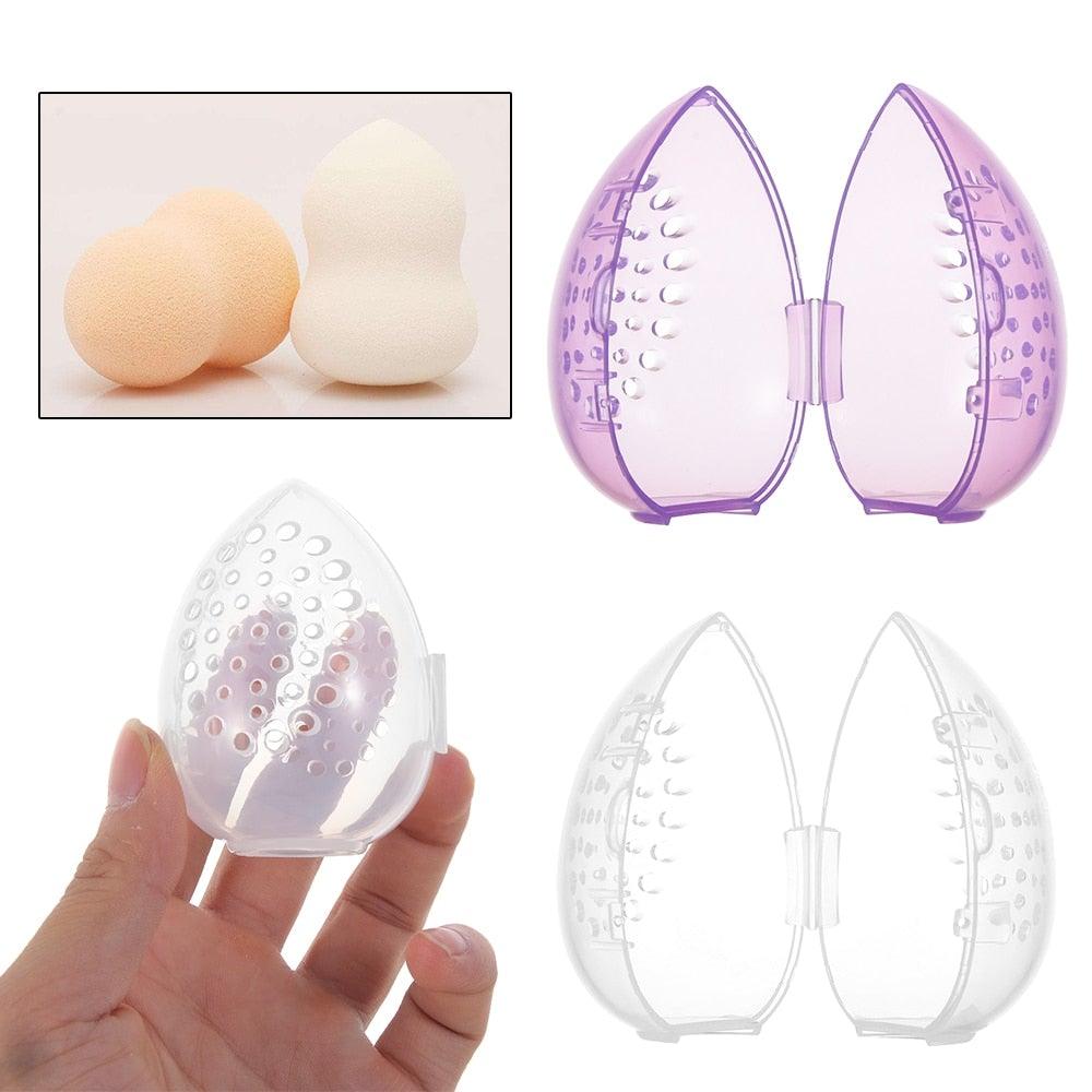 Étui éponge à maquillage en forme de capsule, boîte de rangement, support de séchage de maquillage, présentoir à éponge facile, boîte en forme d'œuf pour houppette cosmétique