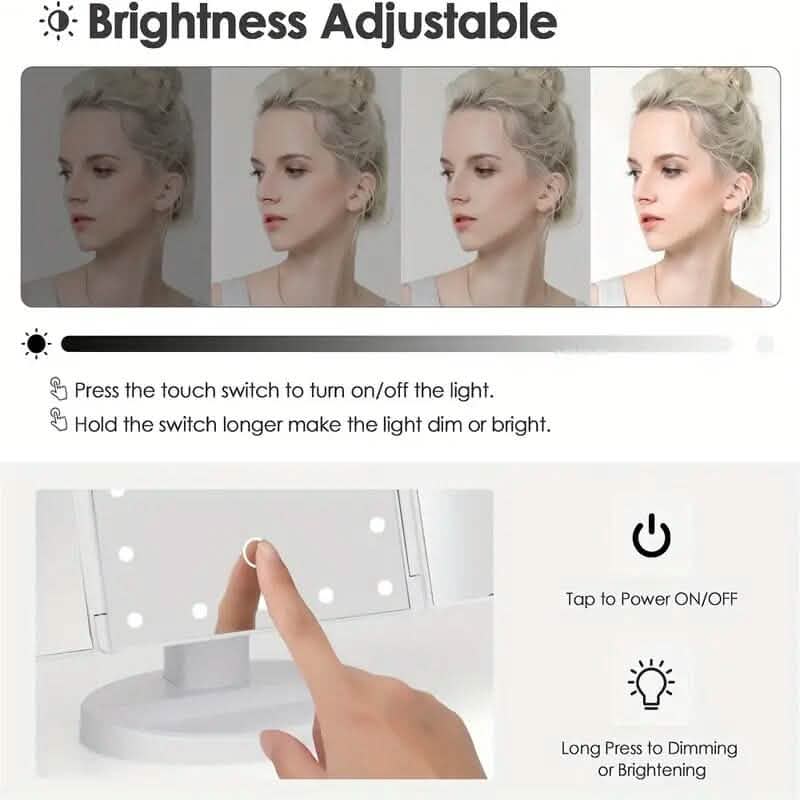 Miroir de courtoisie de maquillage avec lumières
