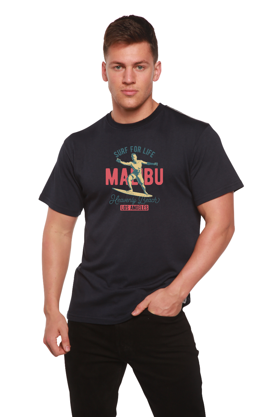 T-shirt à manches courtes MALIBU pour homme en viscose de bambou/coton biologique à motif graphique