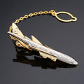 Pince à cravate pour homme plaqué or en forme d'avion, cadeau de mariage, pince à cravate élégante, cadeau de luxe de qualité pour pilote, pince à cravate légère.