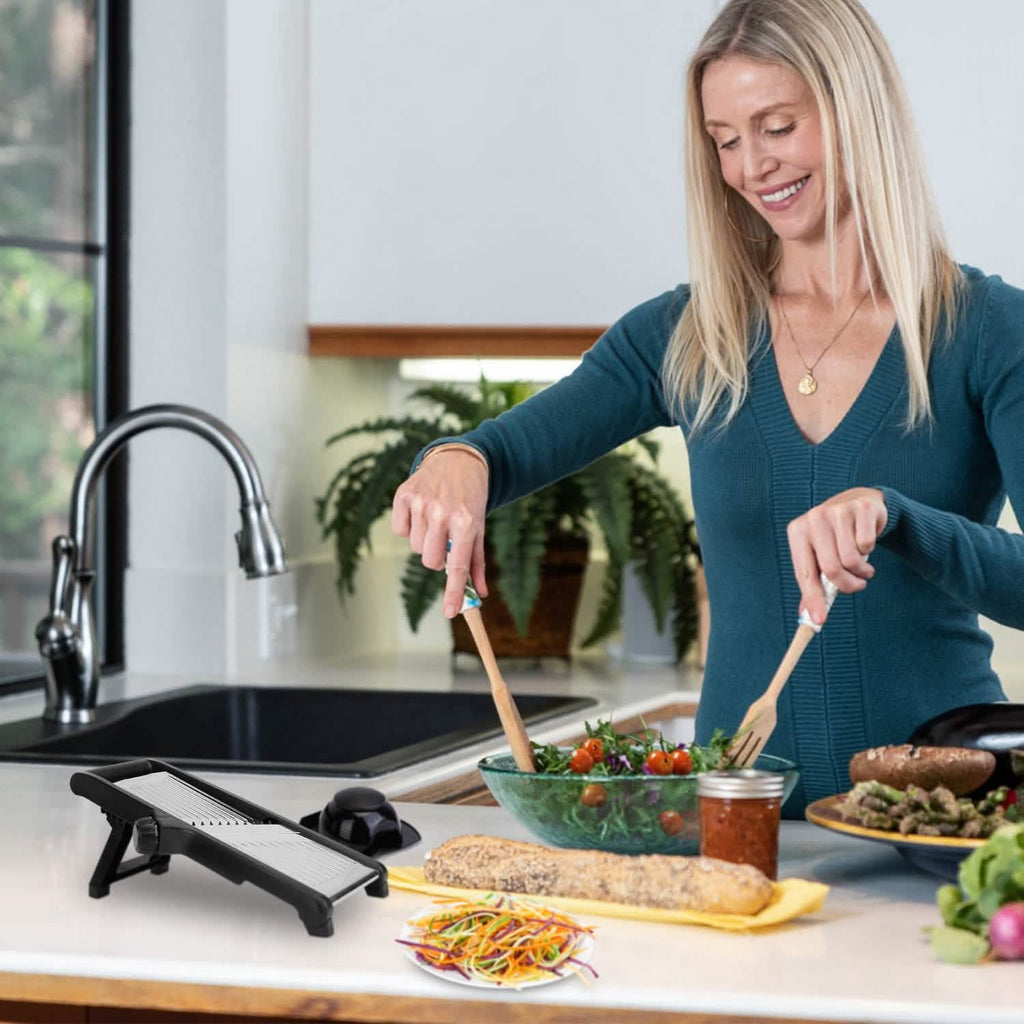 Mandoline de cuisine en acier inoxydable avec 5 lames réglables