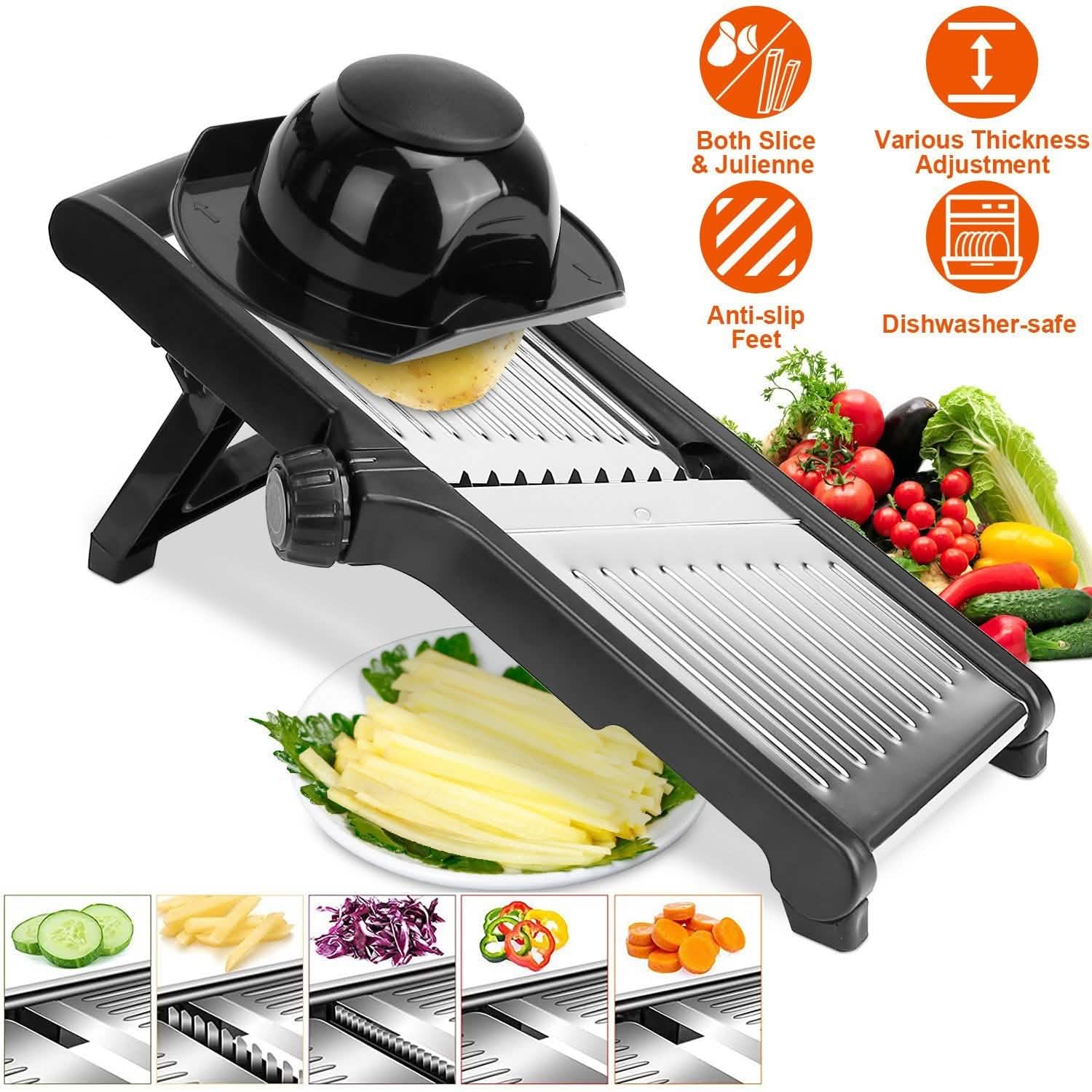 Mandoline de cuisine en acier inoxydable avec 5 lames réglables