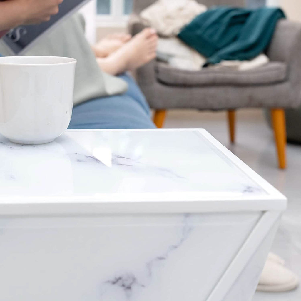 Table d'appoint en marbre, table de chevet contemporaine multifacettes