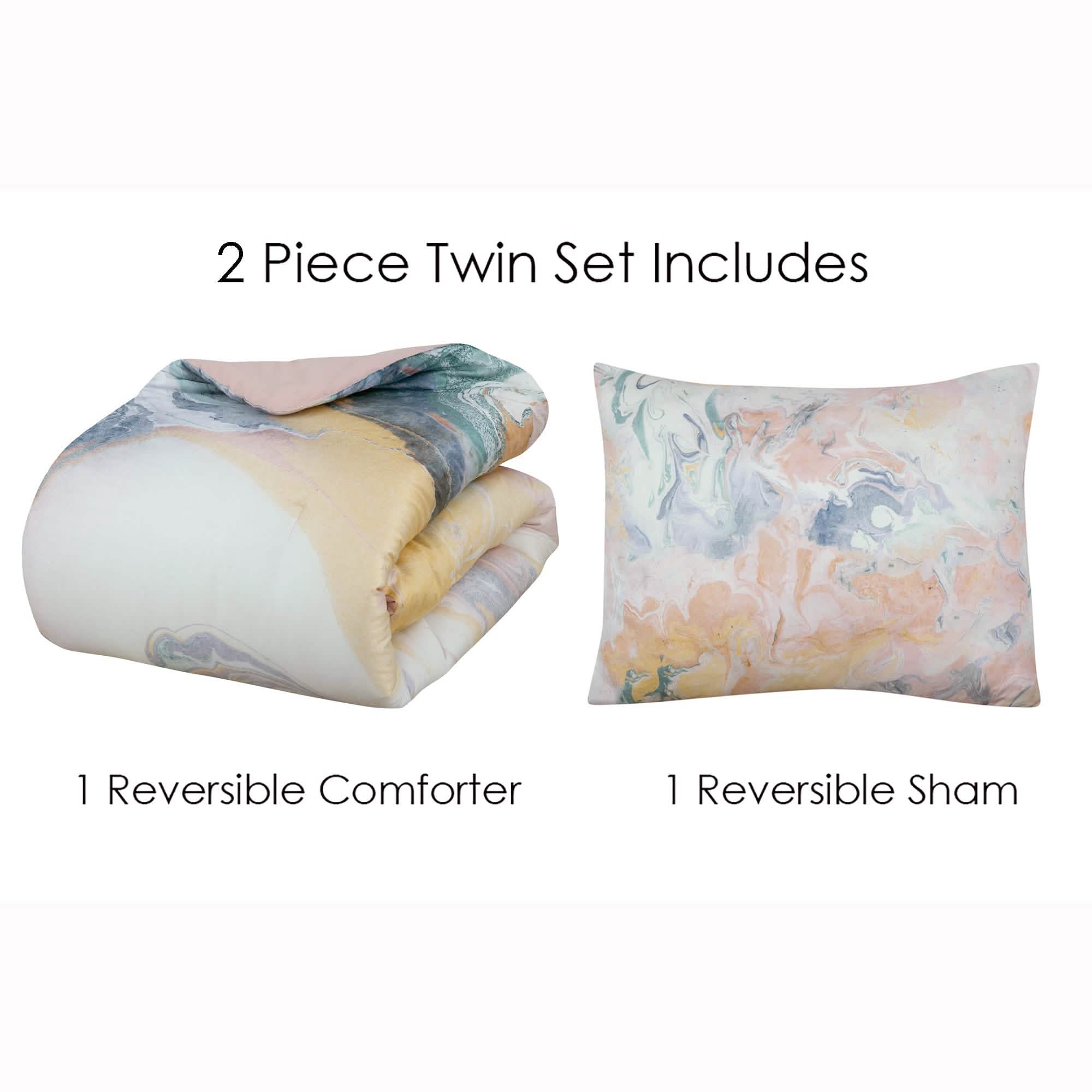 Ensemble de housse de couette réversible Marbre