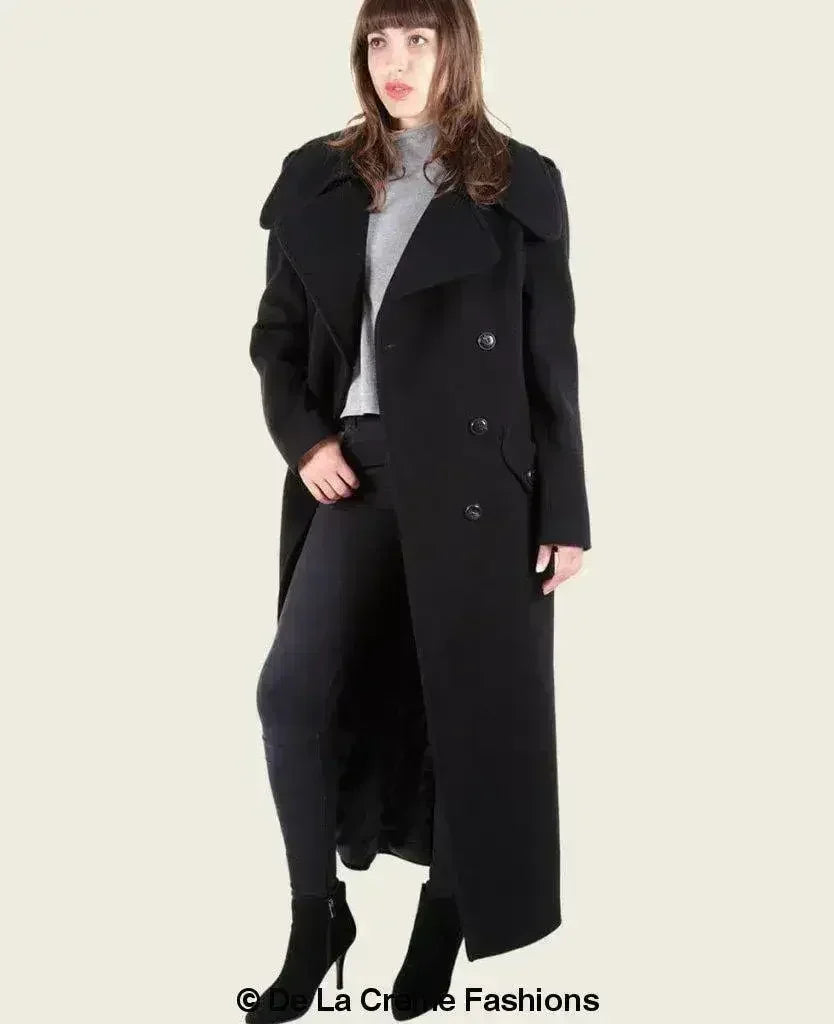 MARQUETTA - Manteau long croisé en laine et cachemire pour femme